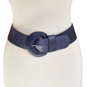 Vintage DAME Croc Embossed Purple Leather Wide Belt w/Covered Buckle Sz S/M USA